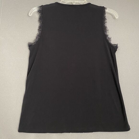 Banana‎ Republic Shirt Womens XS Black Scoop Neck Lace Sleeveless Top Blouse - Picture 7 of 9